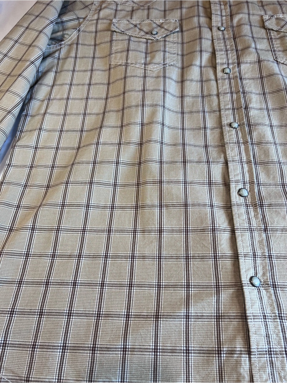 Men's Tan Plaid Pearl Snap Shirt by Blue Ranchwear -Size XXL - Picture 6 of 12